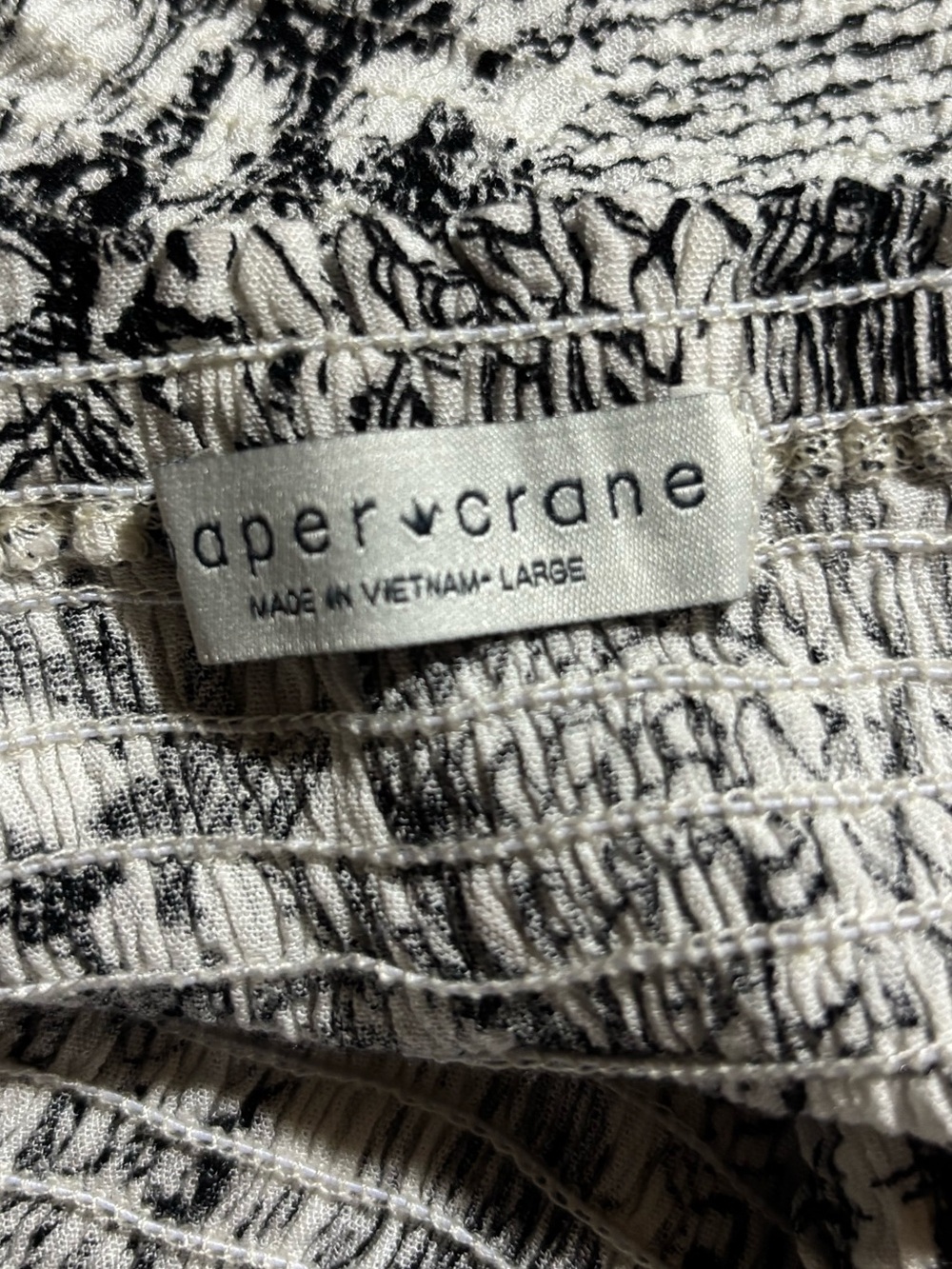 Paper Crane Smocked Square-Neck Crop Top in Black & Ivory - Picture 8 of 9